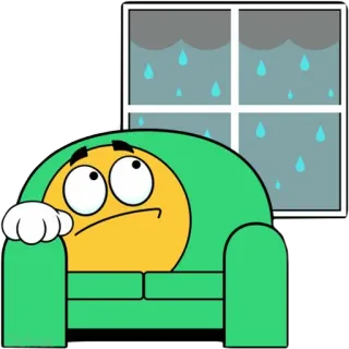 🌧 絵文字, 悲しい, 雨, 窓, ソファ, 退屈, 憂鬱 telegram sticker