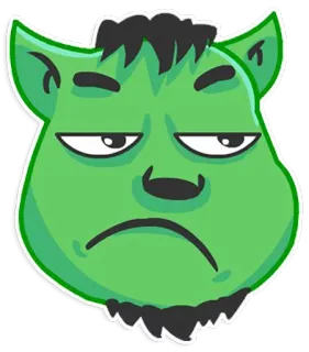 😕 緑, モンスター, 漫画, 絵文字, 顔, 表情 telegram sticker