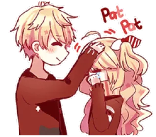 😢 Pat Pat Animé, Mignon, Kawaii, Tapoter, Tapoter tête, Blond(e) whatsapp sticker