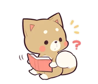 ❓ собака, чтение, вопросительный знак, милый, наклейка, мультфильм telegram sticker