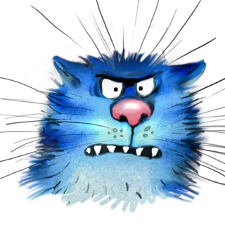 😡 gatto, arrabbiato, blu, cartone animato, animale, scontroso telegram sticker