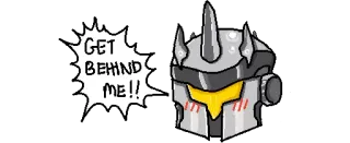 💙 GET BEHIND ME!! шлем, броня, видеоигра, мем, чиби whatsapp sticker