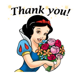 💐 Snow White Thank you! cartoon, flowers, thank you, princess telegram sticker