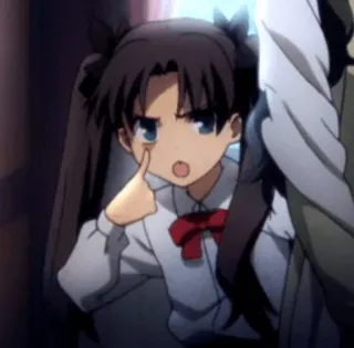 🏆 Rin Tohsaka Fate/stay night Anime, Meisje, Schooluniform, Staartjes, Leuk, Vrouwelijk telegram sticker