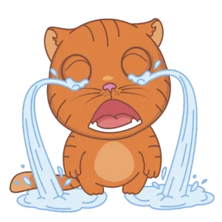 😰 cat, crying, sad, tears, cartoon, feline, emotional telegram sticker