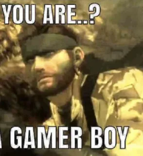 👶 Solid Snake Metal Gear Solid YOU ARE...? A GAMER BOY jeu vidéo, soldat, mème, metal gear, gamer telegram sticker