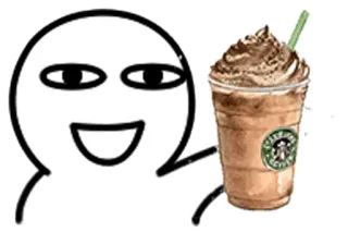 😁 kopi, starbucks, minuman, tegukan, kartun, karakter telegram sticker