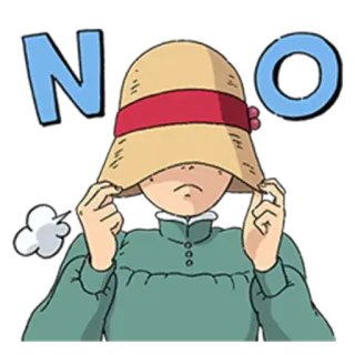 ❌ Sophie Hatter Howl's Moving Castle NO Аниме, Студия Ghibli, Шляпа, Неодобрение, Нет whatsapp sticker