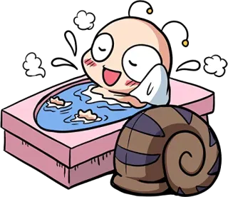 🐌 mandi, kartun, siput, imut, santai whatsapp sticker