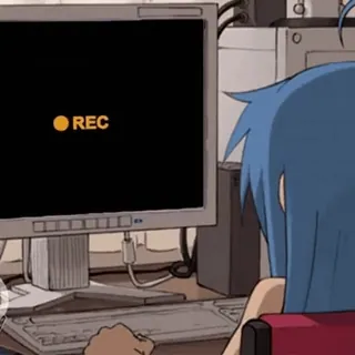 🔞 REC recording, computer, monitor, anime, desk, kawaii whatsapp sticker