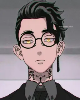 🥀 Anime, Lunettes, Personnage, Homme, Boucle d'oreille telegram sticker