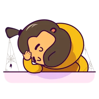 🤰 Desenho animado, Personagem, Sonolento, Dedo do meio, Ofensivo, Gesto telegram sticker