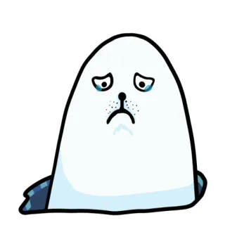 😔 тюлень, грустный, плачет, милый, животное, мультфильм telegram sticker