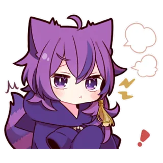 😒 Anime, Sticker, Chibi, Mignon, Chat, Violet telegram sticker