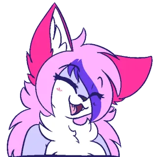😄 Furry, Tier, Pink, Süß, Fröhlich, Cartoon telegram sticker