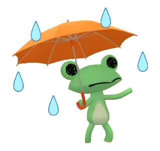 ☔️ rana, ombrello, pioggia, cartone animato, carino, kawaii telegram sticker