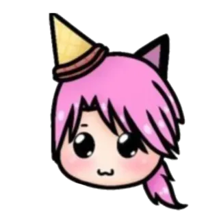 🙂 猫耳娘, ピンク髪, かわいい, アニメ, マンガ, パーティー帽子, キュート telegram sticker