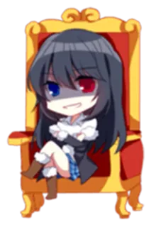 😈 anime girl, chibi, throne, angry, kawaii, cute, cartoon telegram sticker