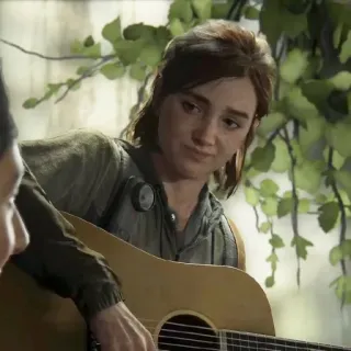 🪶 Ellie The Last of Us Part II видеоигра, гитара, персонаж, lgbt, портрет telegram sticker