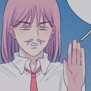🏳️‍⚧️ faccia, espressione, capelli rosa, mano, cartone animato, persona telegram sticker