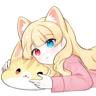 🍟 Anime, Katmeisje, Schattig, Kawaii, Chibi telegram sticker