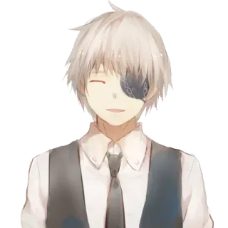 ☺️ Ken Kaneki Tokyo Ghoul Anime, Personagem, Cabelo Branco, Máscara, Tapa-olho telegram sticker