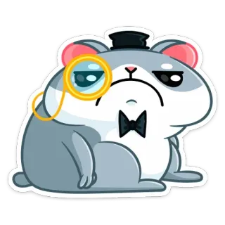 ☹️ hamster, sticker, monocle, fancy, cute, animal telegram sticker