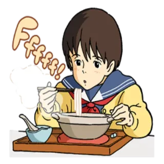 🍜 Fffff! eating, noodles, anime, cartoon, food telegram sticker