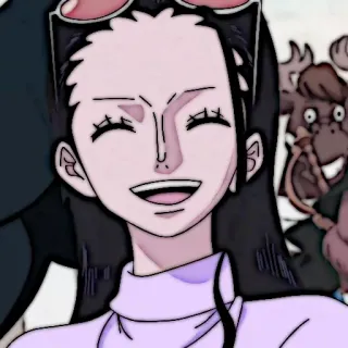 📜 Nico Robin One Piece 动漫, 海贼王, 妮可·罗宾, 微笑, 贴纸 telegram sticker