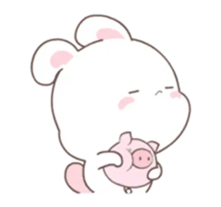 🐰 schattig, konijn, varken, dier, kawaii, sticker telegram sticker