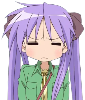 😒 anime, chica, pelo morado, dibujo animado, expresión, disgustada whatsapp sticker