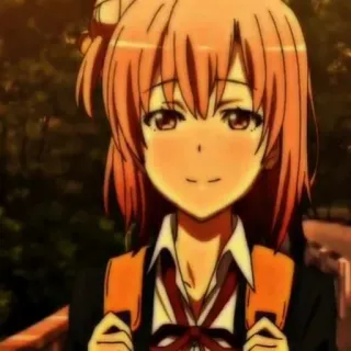 🖇 Yui Yuigahama My Teen Romantic Comedy SNAFU Anime, meisje, glimlach, schattig, tiener, schooluniform telegram sticker