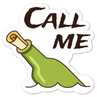 💢 CALL ME Mensaje en botella, Llámame, Nota, Botella, Comunicación whatsapp sticker