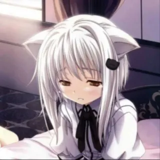 😥 Anime, Mädchen, Katzenohren, Kawaii telegram sticker