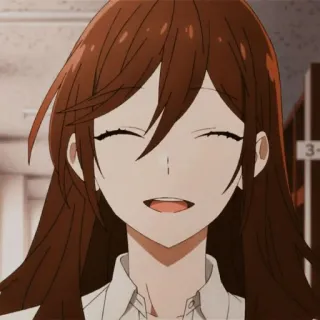 🎟 Anime, Chica, Sonrisa, Pelo castaño, Feliz telegram sticker