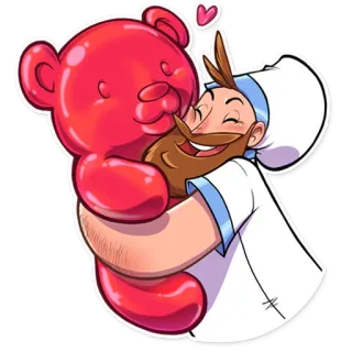 🤗 man, red, heart, illustration, cartoon, bear, hug telegram sticker