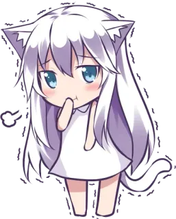 🤭 chibi, cat, cute, anime, kawaii, animal, sticker, manga telegram sticker