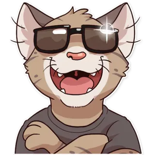 😎 chat, lunettes de soleil, cool, animal, autocollant, dessin animé telegram sticker