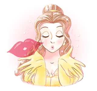 👄 Belle Beauty and the Beast Belle, Disney Princess, Beauty and the Beast, kiss, cartoon, cute, princess telegram sticker