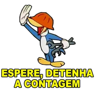 ⛑ Woody Woodpecker ESPERE, DETENHA A CONTAGEM woody woodpecker, esperar, segurar, desenho animado, construção telegram sticker