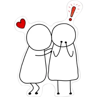 💋 bonecos palito, amor, choque, surpresa, coração, exclamação, emoções, desenho animado whatsapp sticker