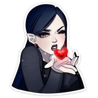😘 вампир, готика, женщина, сердце, любовь, мультфильм, стикер whatsapp sticker