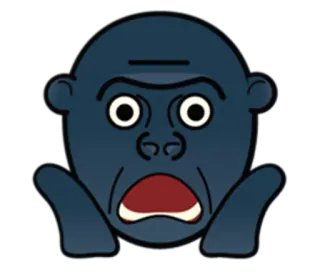 🦍 กอริลลา, ลิง, การ์ตูน, ช็อก, เซอร์ไพรส์, สัตว์ telegram sticker