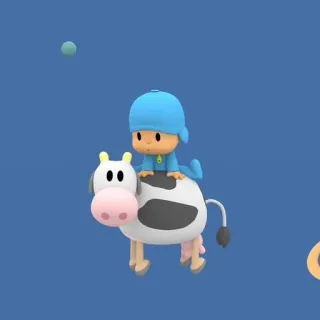 ☀️ Pocoyo pocoyo, мультфильм, корова, ребенок, животное, милый telegram sticker