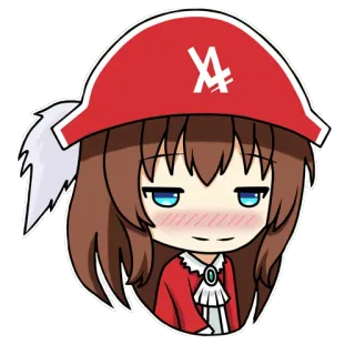 😊 Anime, Personagem, Pirata, Chapéu, Fofo, Vermelho whatsapp sticker