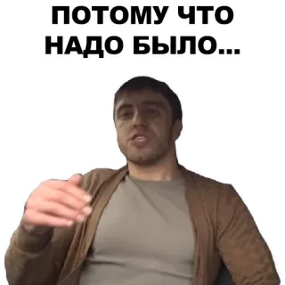 ☝️ ПОТОМУ ЧТО НАДО БЫЛО... russe, mème, phrase, texte whatsapp sticker