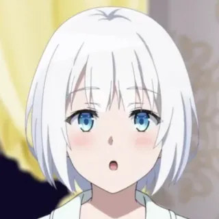 🍁 Anime, Garota, Cabelo branco, Olhos azuis, Fofa telegram sticker