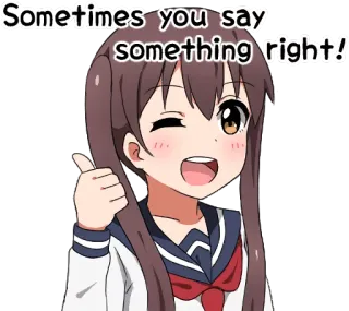 👍 Sometimes you say something right! anime, girl, school uniform, positive, thumbs up, wink, happy telegram sticker