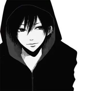 👁 anime, manga, hoodie, black and white telegram sticker