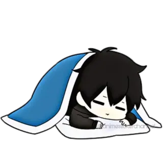 😴 anime, sleeping, chibi, blanket, cartoon telegram sticker